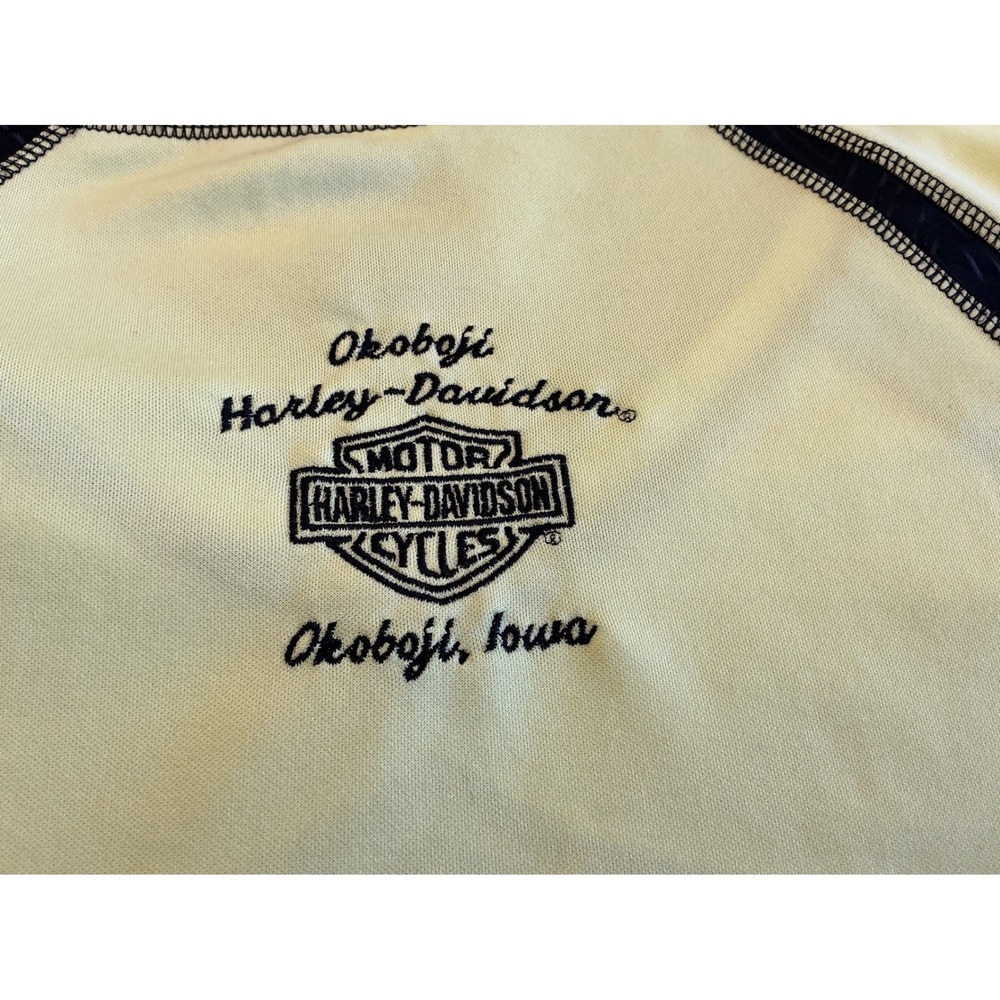 Harley Davidson Performance Shirt Neon Yellow Embroidered Logo Women Medium Iowa - Picture 6 of 11